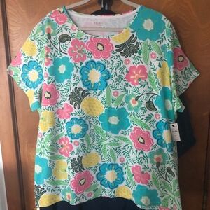 Talbots Pastel Floral Cotton Blend Top